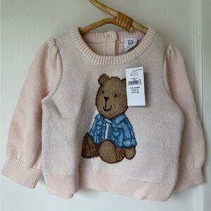 Baby GAP Pink and Cream Bear Sweater
